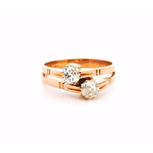 Anillo Frances Tu Y Yo Oro 18k Brillantes 0,80 Ct
