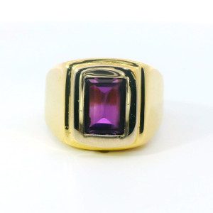 Anillo Moderno Oro 18k Amatista Natural Diseño