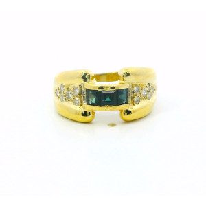Anillo Moderno Oro 18k Brillantes Y Zafiros Naturales