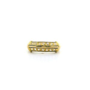 Anillo Moderno Oro 18k Macizo Zafiros Blancos