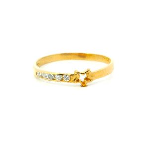 Anillo Moderno Oro 18k Macizo Estrela Cubic