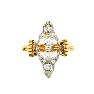 Anillo Marquiz Antiguo Oro Y Platino Brillantes