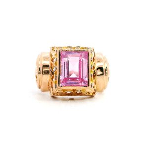 Anillo Europeo Oro 18k Macizo Rosa De Francia
