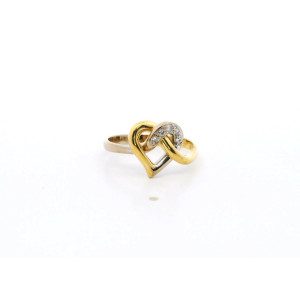 Anillo Moderno Corazon Oro Blanco-amarillo Brillantes