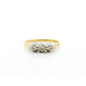 Tricillo Antiguo 3 Brillantes Oro 18k Platino 950 0,22 Ct