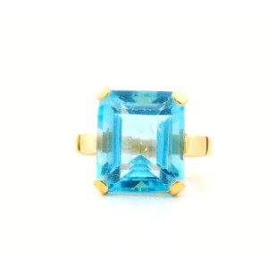 Anillo Agua Marina Natural Oro 18k Art Deco