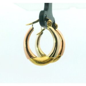 Par De Aros Modernos Oro 18k Argollas Ovaladas 3 Colores