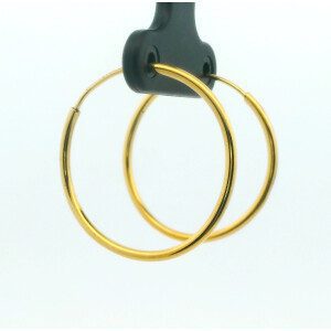 Par De Aros Argollas Oro 18k 25 Mm Diametro