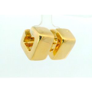 Aros Modernos Oro 18k Inflados Diseño Cuadrado