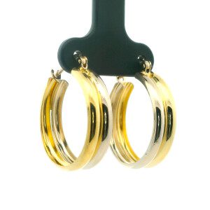 Par De Aros Argollas Anchas Oro 18k Dos Colores 22mm