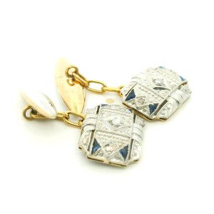 Gemelos Europeos Oro 18k Platino Brillantes Zafiro