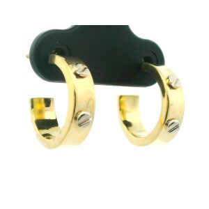 Par De Aros Media Argollas Oro 18k Estilo Cartier