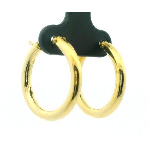 Par De Aros Argollas Modernas Tubo Oro 18k 22 Mm