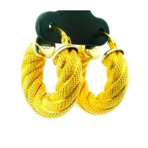 Par De Aros Argollas Roscadas Trabajadas Oro 18k 22 Mm