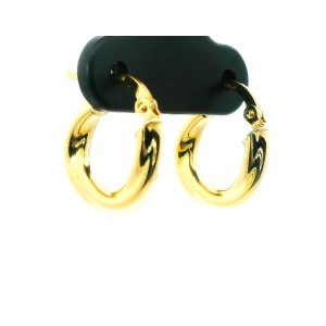 Par De Aros Modernos Argollas Roscadas Oro 18k 15 Mm