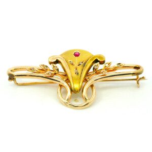 Prendedor Antiguo Ingles Oro 18k Brillantes -broche-