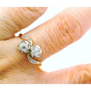 Anillo Frances Pellizco Oro 18k Platino Brillantes