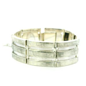 Pulsera Brazalete Belgiorno Plata 900 Maciza 3 Lineas