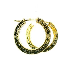 Par De Aros Argollas Trabajadas Oro 18k Guarda Griega