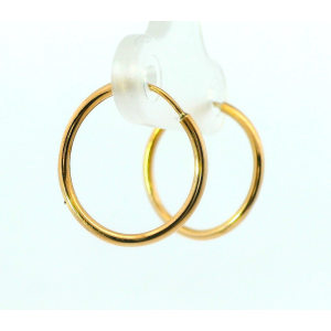 Par De Aros Argollas Oro 18k 15 Mm Diametro