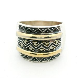 Anillo Medio Sinfin Triple Plata 925 Oro 18k Marquesitas