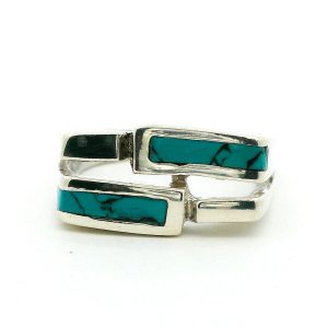 Anillo Moderno Ajustable Plata 925 Turquesa