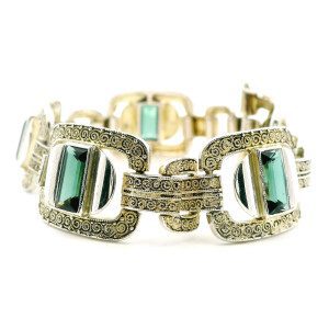 Pulsera Antigua Portuguesa Plata 925 Turmalinas