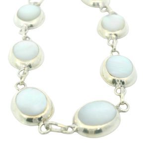 Pulsera Plata 925 Y Nacar Maciza