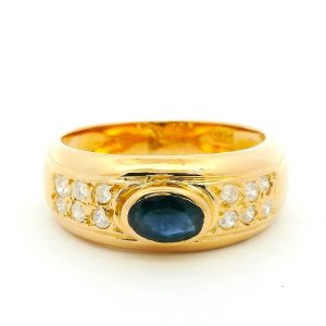 Anillo Moderno Oro 18 K Zafiro Azul Oval