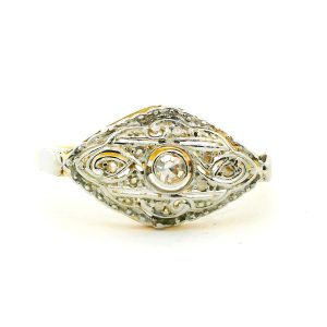 Anillo Antiguo Marquiz Oro 18k Platino BrilLantes