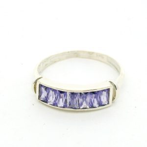 Anillo Medio Sinfin Moderno Plata 925 Amatistas Baguette