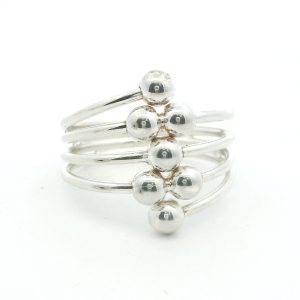 Anillo Moderno 8 Lineas 7 Puntos Plata 925 Diseño