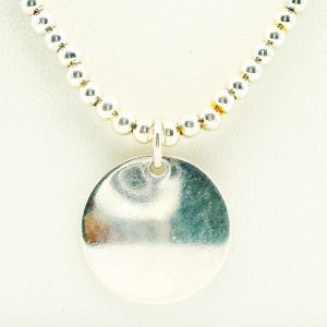 Cadena Moderna Con Dije Para Grabar Plata 925 Bolitas Plateado