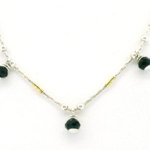 Collar Gargantilla Moderna Plata 925 Oro 18k Onix Facetado