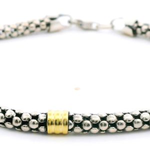 Pulsera Moderna Plata 925 Y Oro 18k Tejida 7,3 Gr