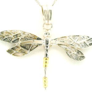 Dije Libelula Plata 925 Y Oro 18k