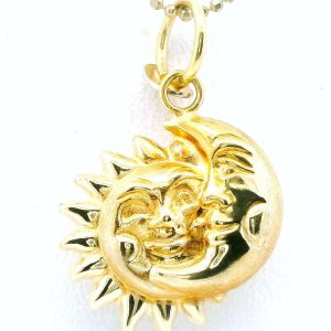 Dije Moderno Sol Y Luna Oro 18k Sellado