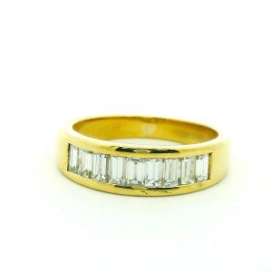 Anillo Medio Sinfin Moderno Oro 18k Brillantes Baguette