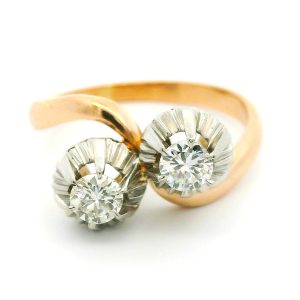 Anillo Antiguo Tu Y Yo Oro 18k Platino Brillantes 0,50 Ct