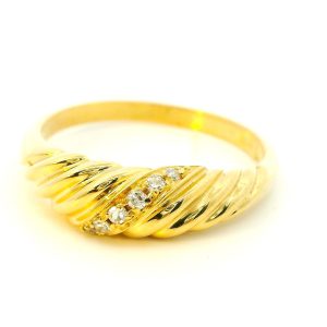 Anillo Moderno Oro 18k Trabajado Cubics 3,1 Gr