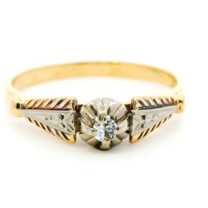 Anillo Solitario De Compromiso Oro 18k Platino Zafiro Blanco