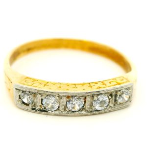 Anillo Cintillo Antiguo Oro 18k Platino zafiro 0,25 Ct