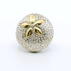 Anillo Moderno Redondo Plata 925 Y Oro Flor