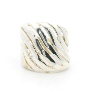 Anillo Moderno Diseño Plata 925 Ancho Rayado