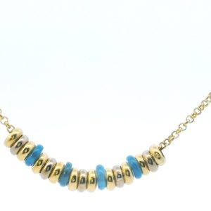 Gargantilla Moderna Donas Oro 18k Color Azul