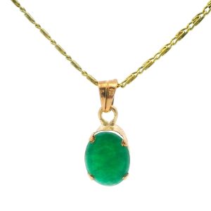 Colgante Oro 18k Esmeralda Natural Oval Facetada
