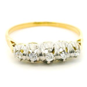 Anillo Cintillo Antiguo Oro 18k Platino Brillantes 0,20 Ct