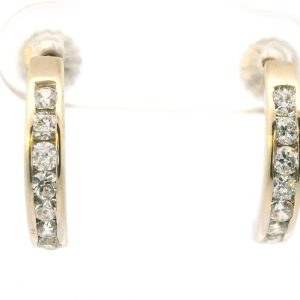 Par De Aros Modernos Oro Blanco 18k Media Argollas Cubic