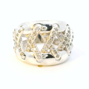 Anillo Moderno Plata 925 Cubix Diseño Tejido