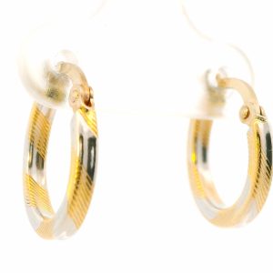 Aros Argollas Combinadas Oro 18k Blanco-amarillo 15 Mm